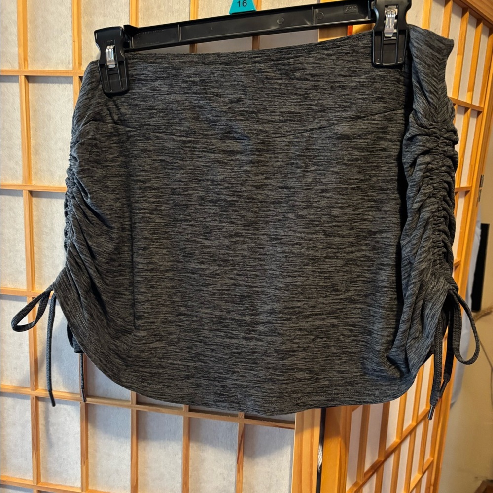 Gray Ruched Mini Skirt